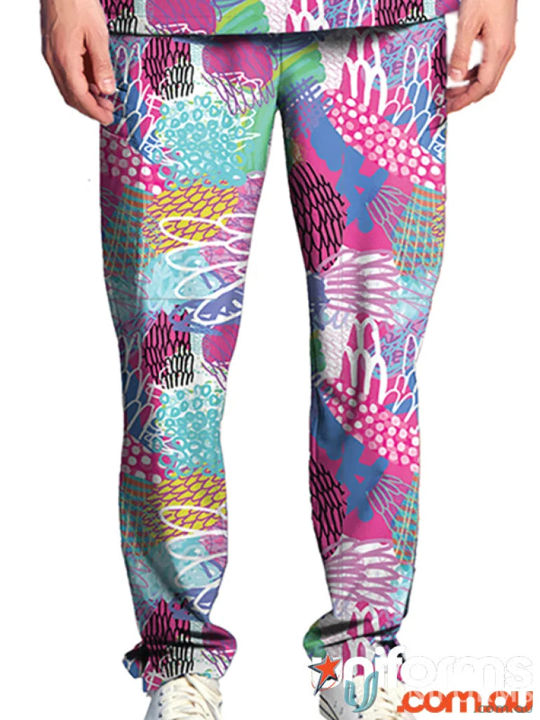 Colorful patterned gliding bunjil pant from Collection Gliding Bunjil for healthcare pros
