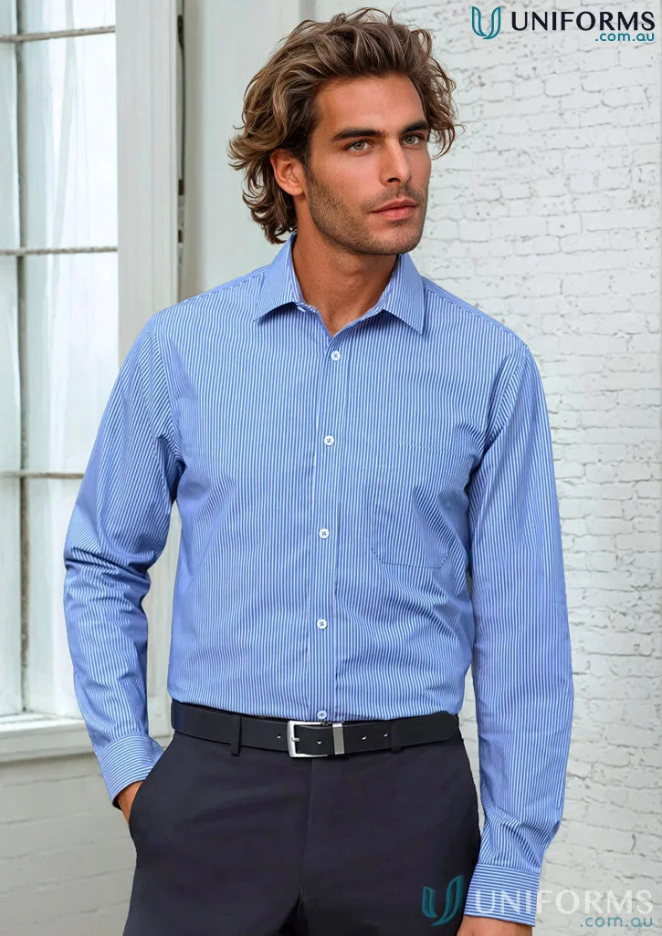 Greythorne Classic LS Shirt with Bengal Stripe Pattern and Tailored Fit for Men