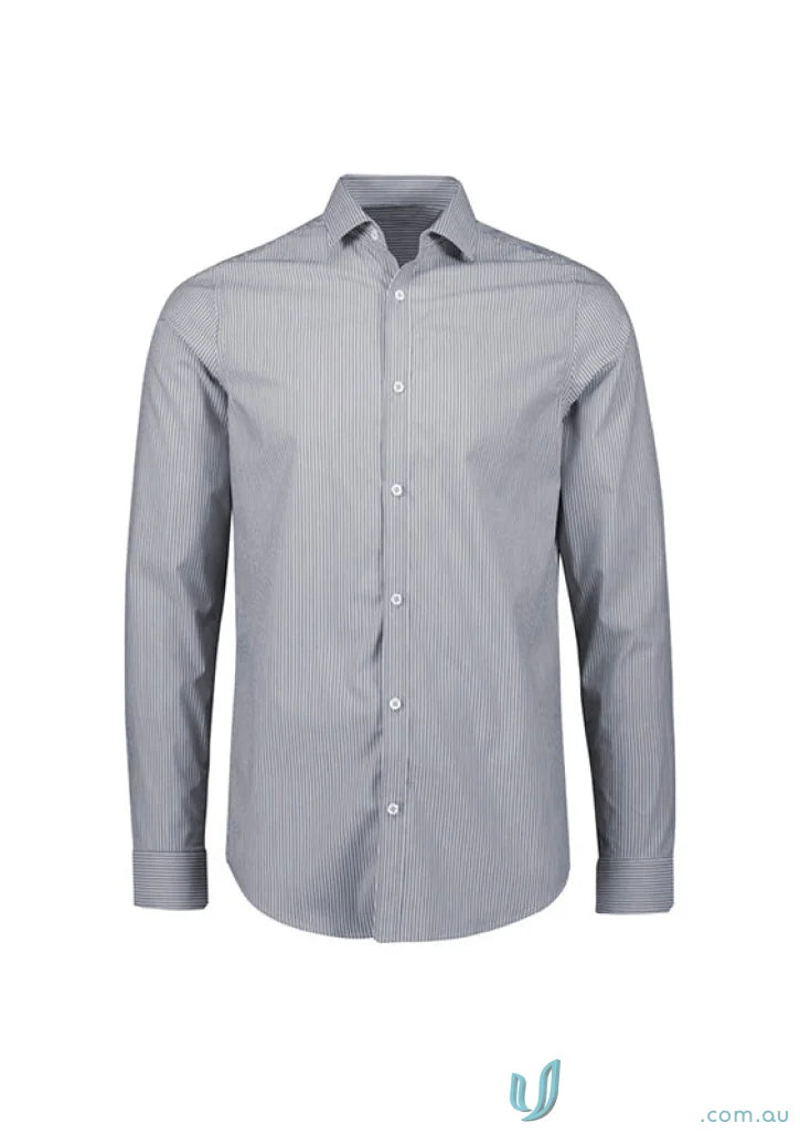 Greythorne Tailored LS Shirt with Gray Striped Pattern, Conran Tailored Fit Long Sleeve
