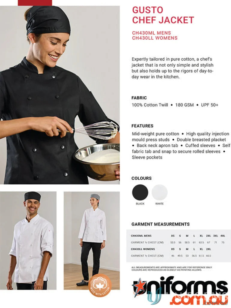 Gusto LS Chef Jacket from Biz Collection Gusto with long sleeve chef jacket offers