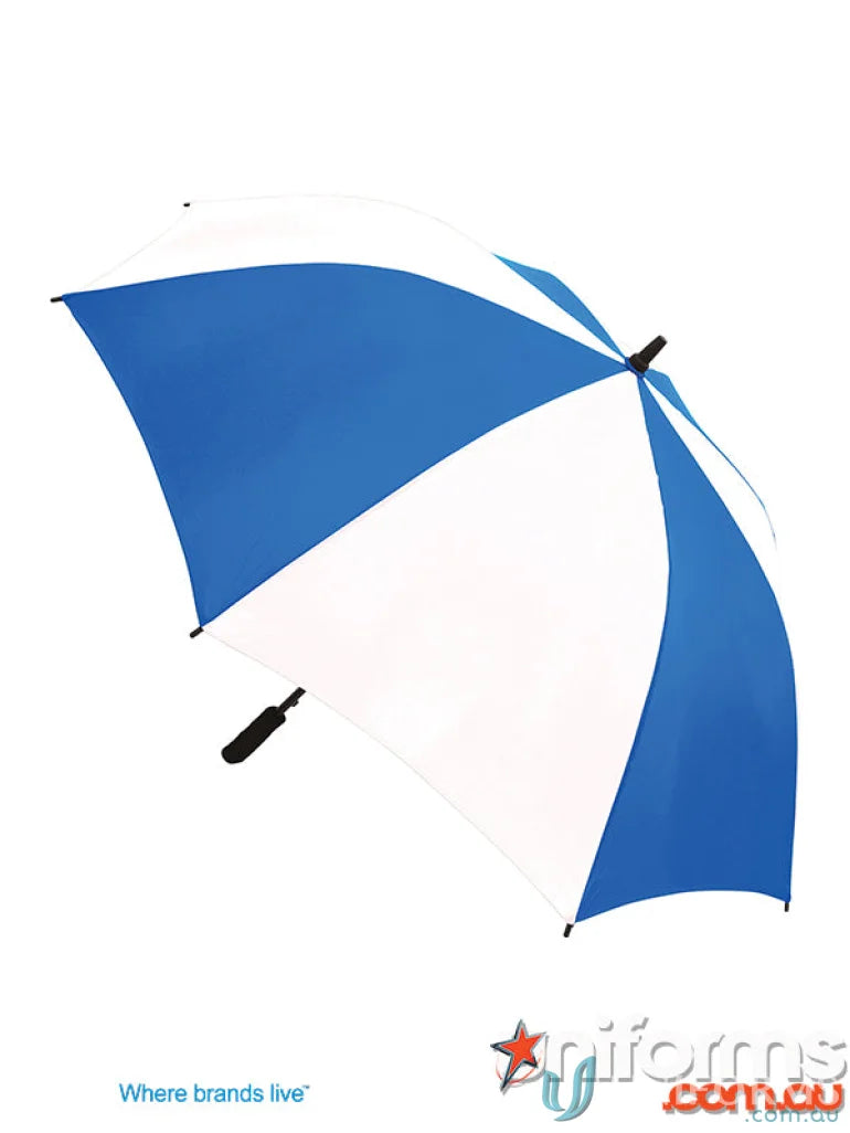 Blue and white umbrella from Gusto Umbra with high quality, wind-resistant frame