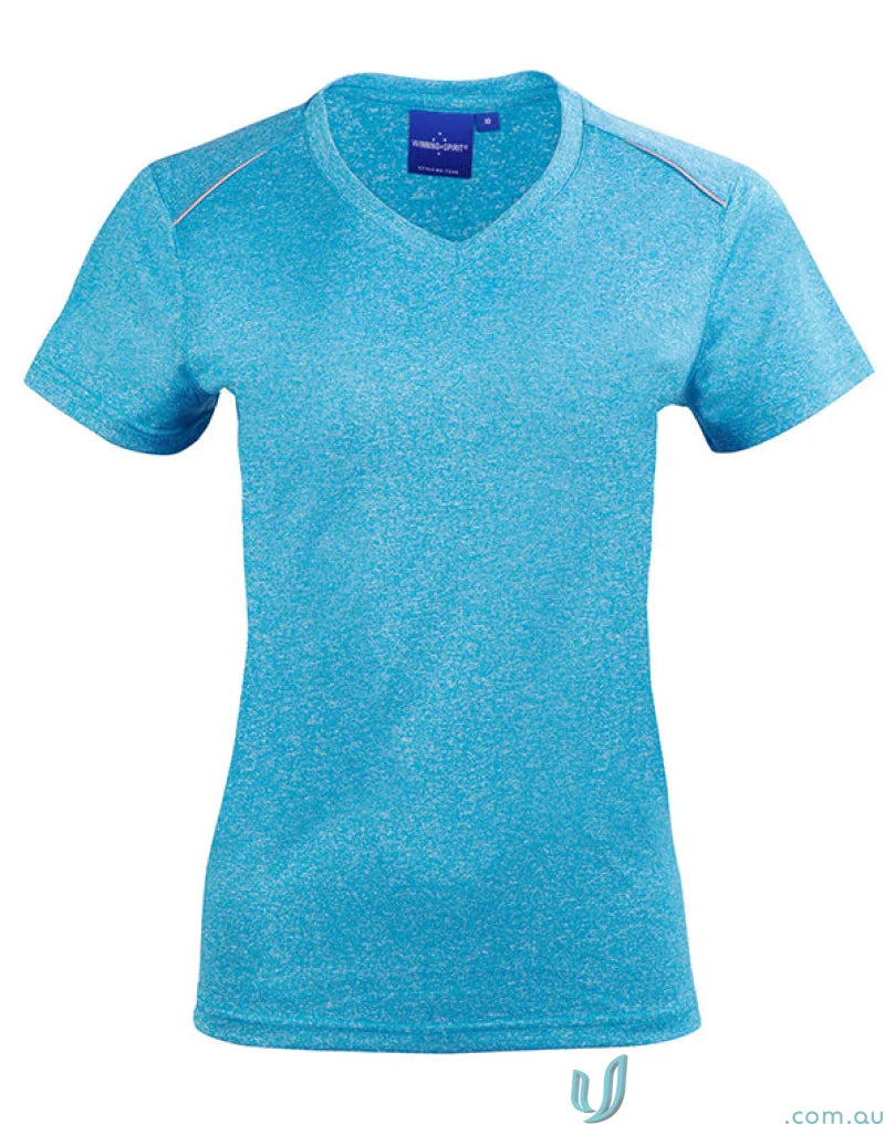 Aqua V-neck T-shirt from Ts46 Harland Tee collection, perfect for a winning spirit harland ladies tee style