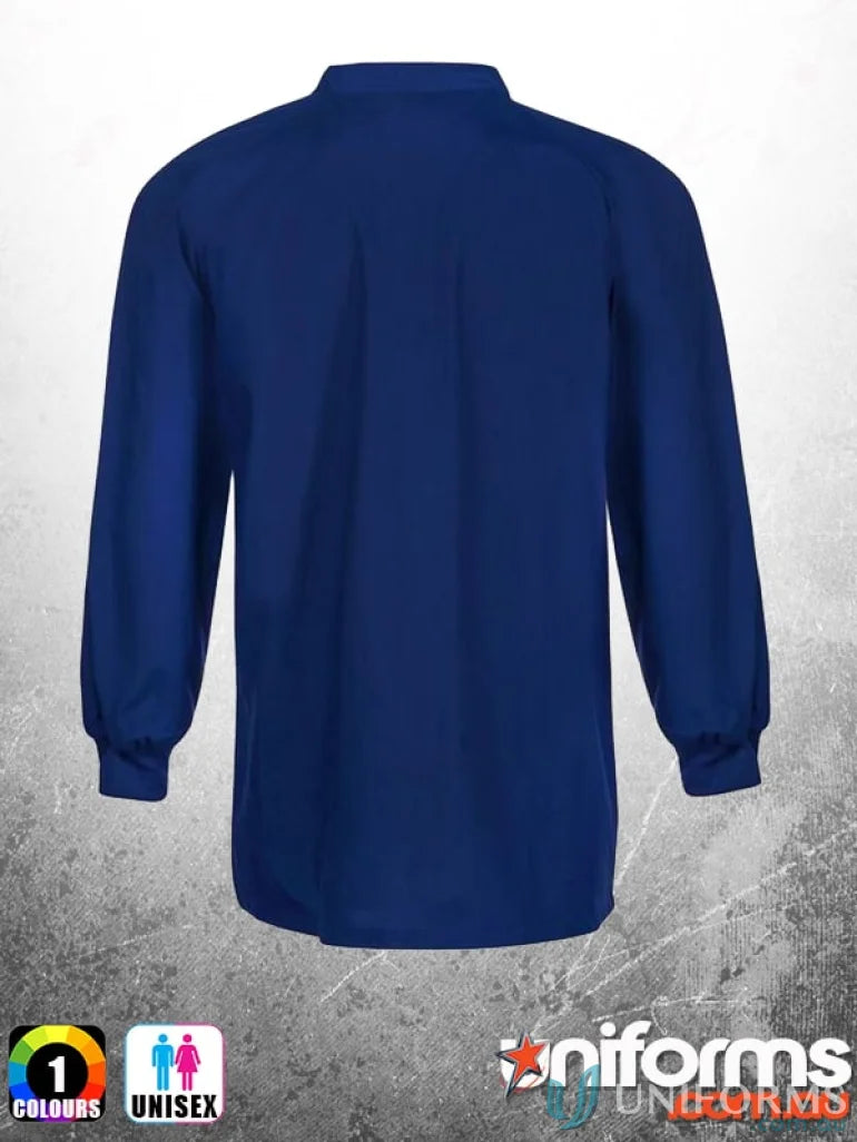 Blue long-sleeved healthcare warm-up jacket, perfect for healthcare workwear comfort