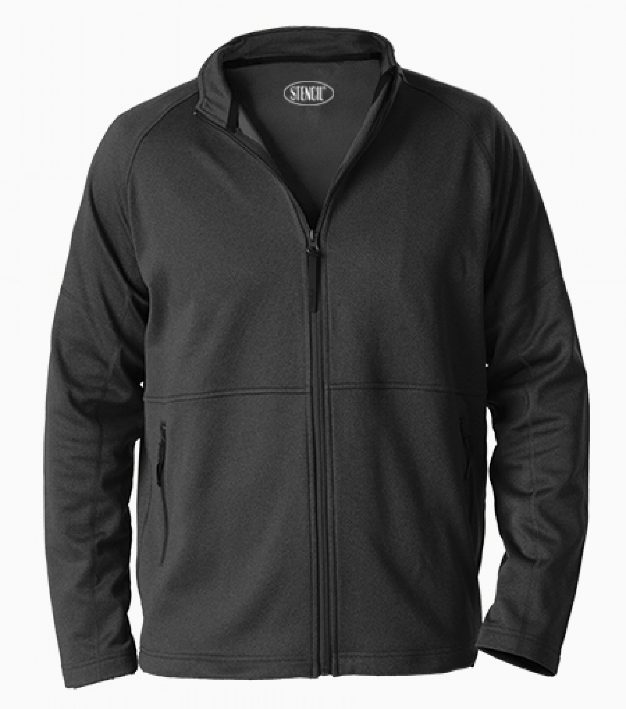 Heat-Tex Unisex black stencil zip-up fleece with advanced far-infrared fabric