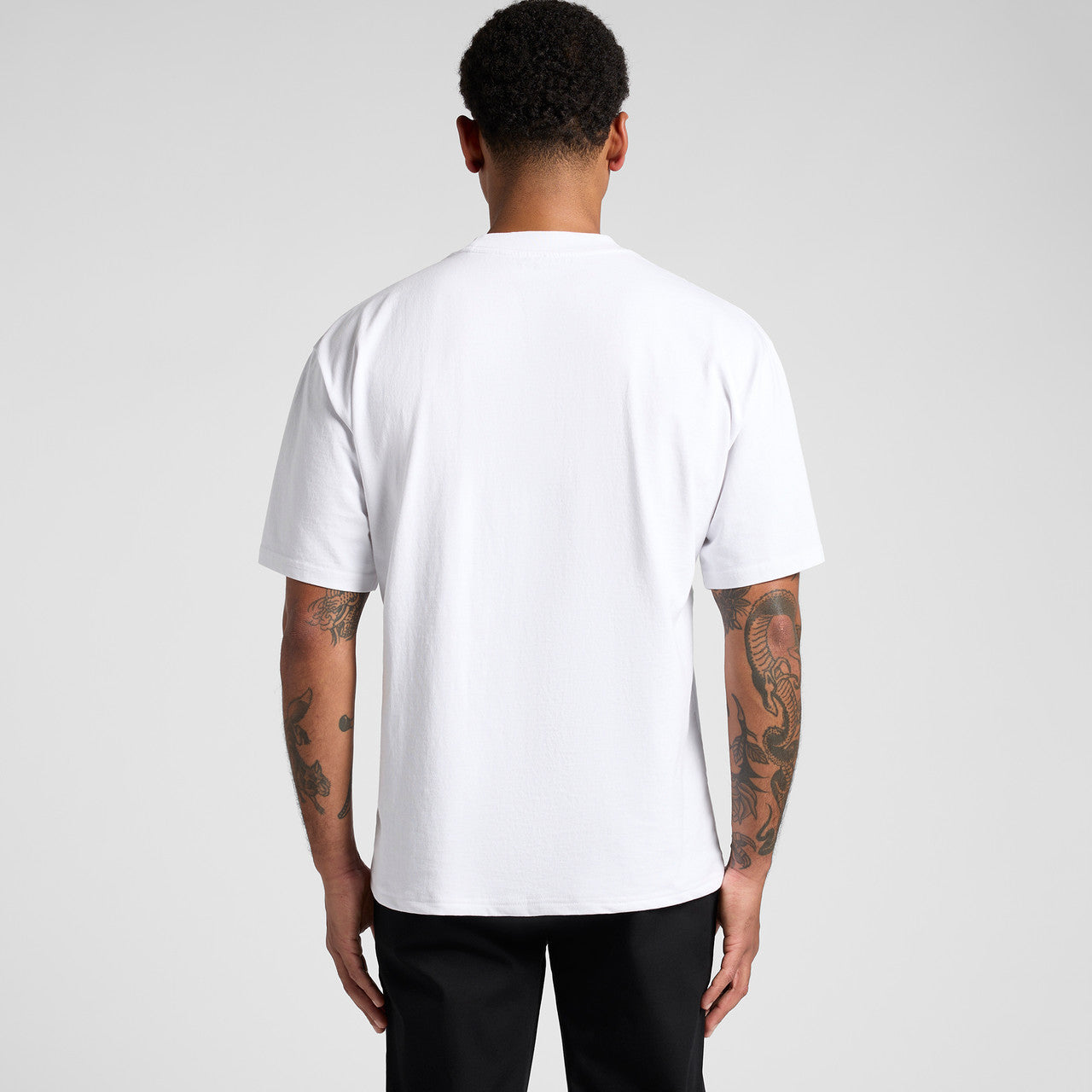 White t-shirt with black graphic design on back, nike brand.