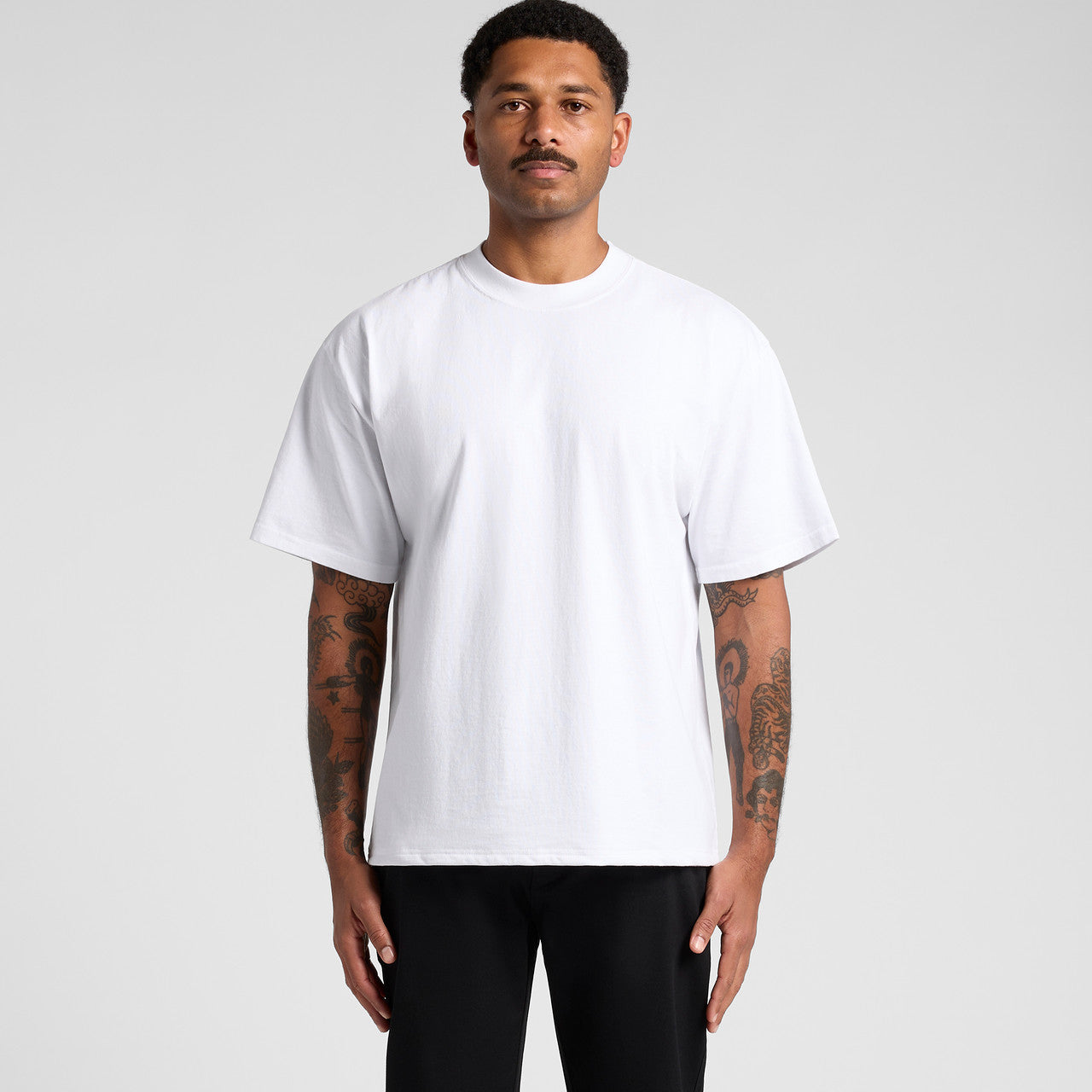 White oversized t-shirt with short sleeves and crew neck.