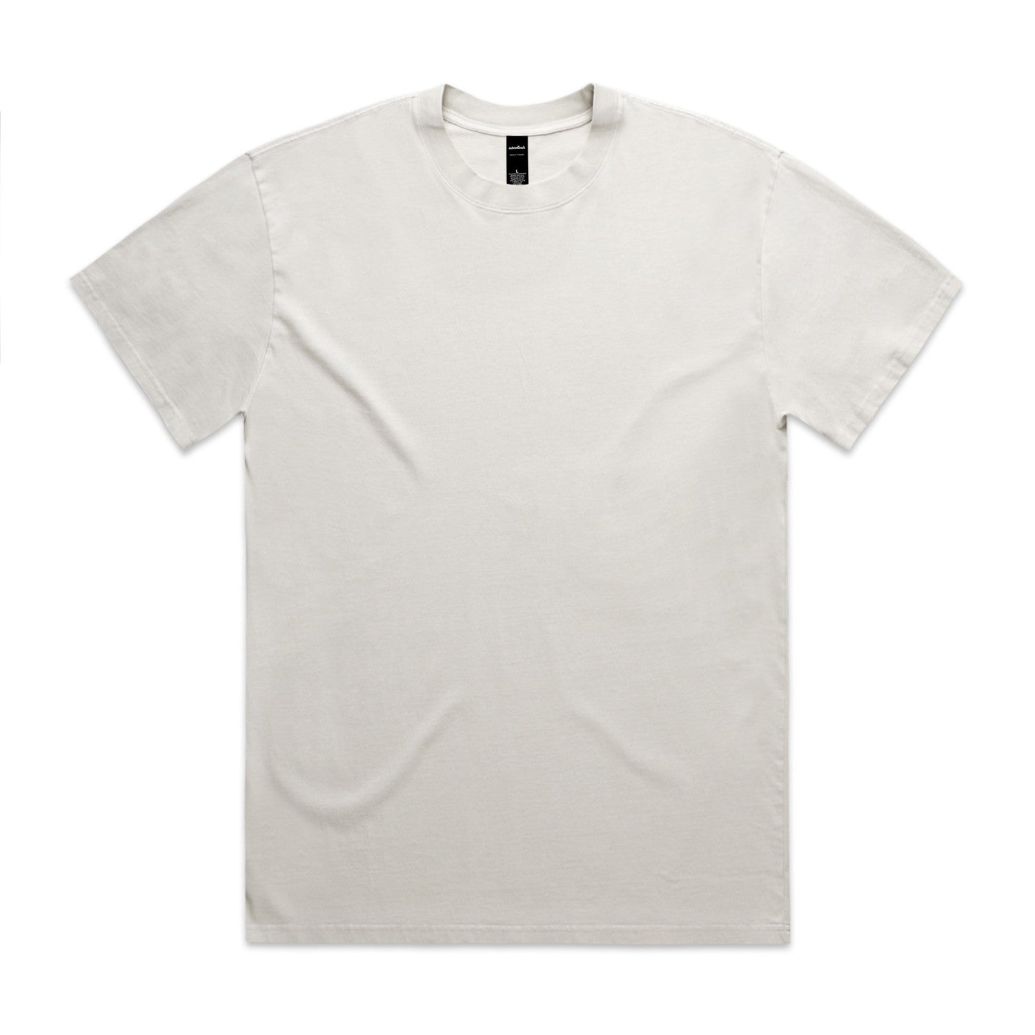 White crew neck t-shirt with short sleeves and a simple design.