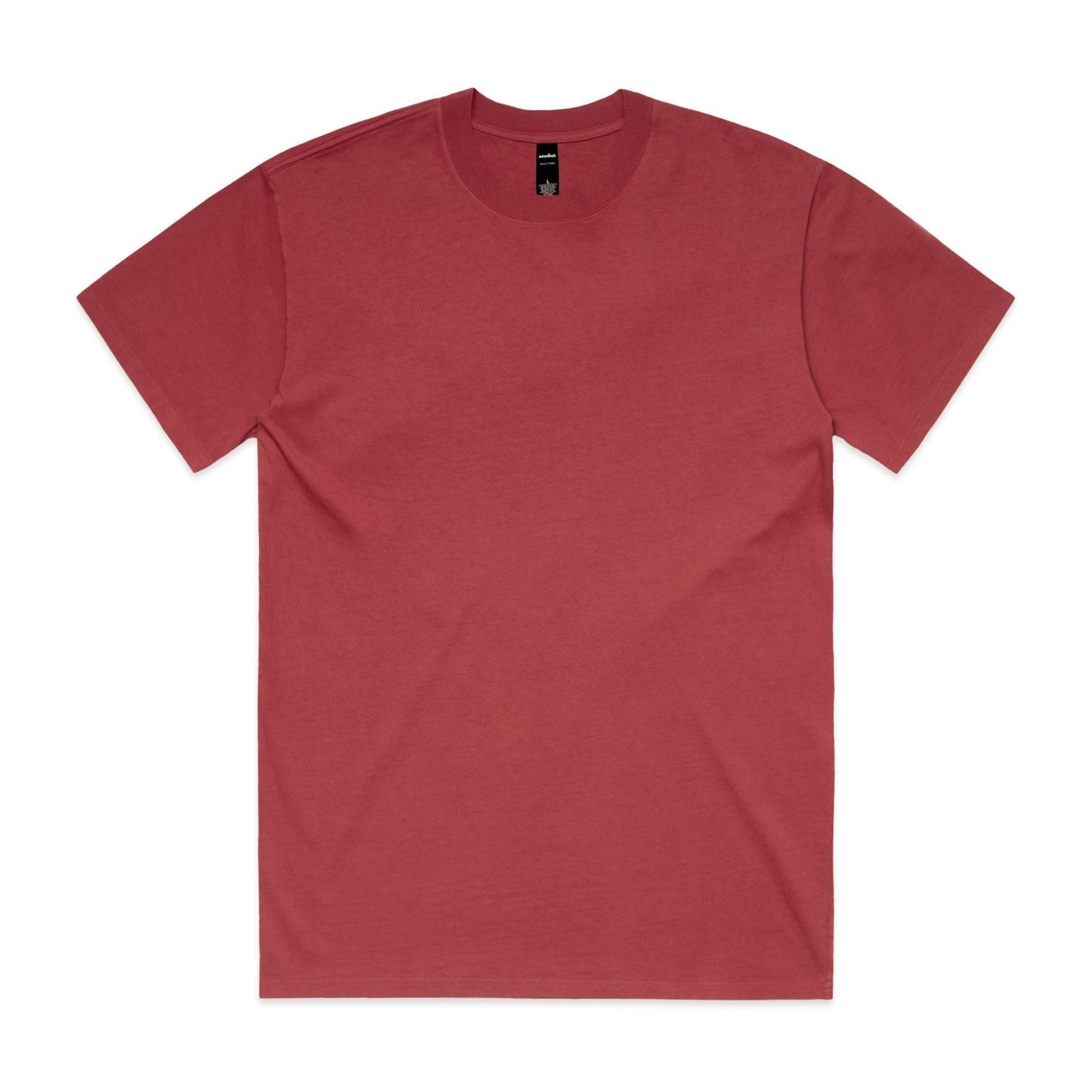 Red crew neck t-shirt with short sleeves and a simple design, likely made of cotton or polyester blend.