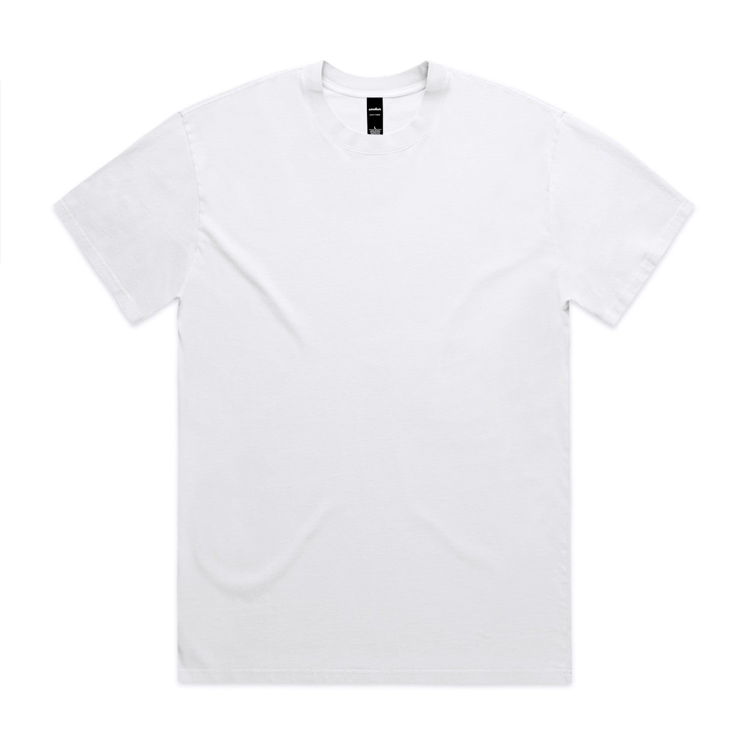 White plain t-shirt with short sleeves and crew neck.