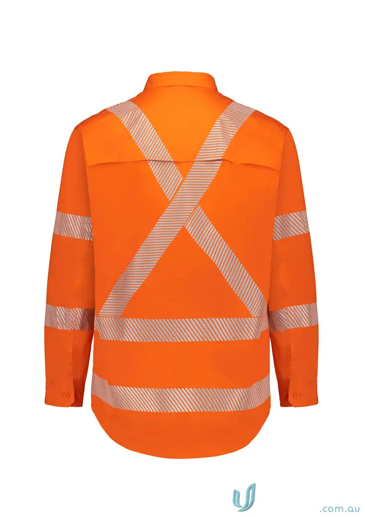 Orange safety shirt with reflective tape from Hi Vis X Back Shirt Segmented Tape collection for NSW Rail workers