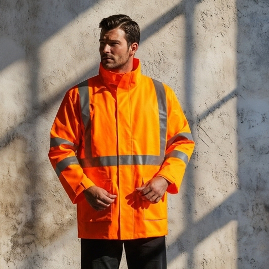 HiVis NSW Rail X-Tape Jacket: bright orange with reflective stripes