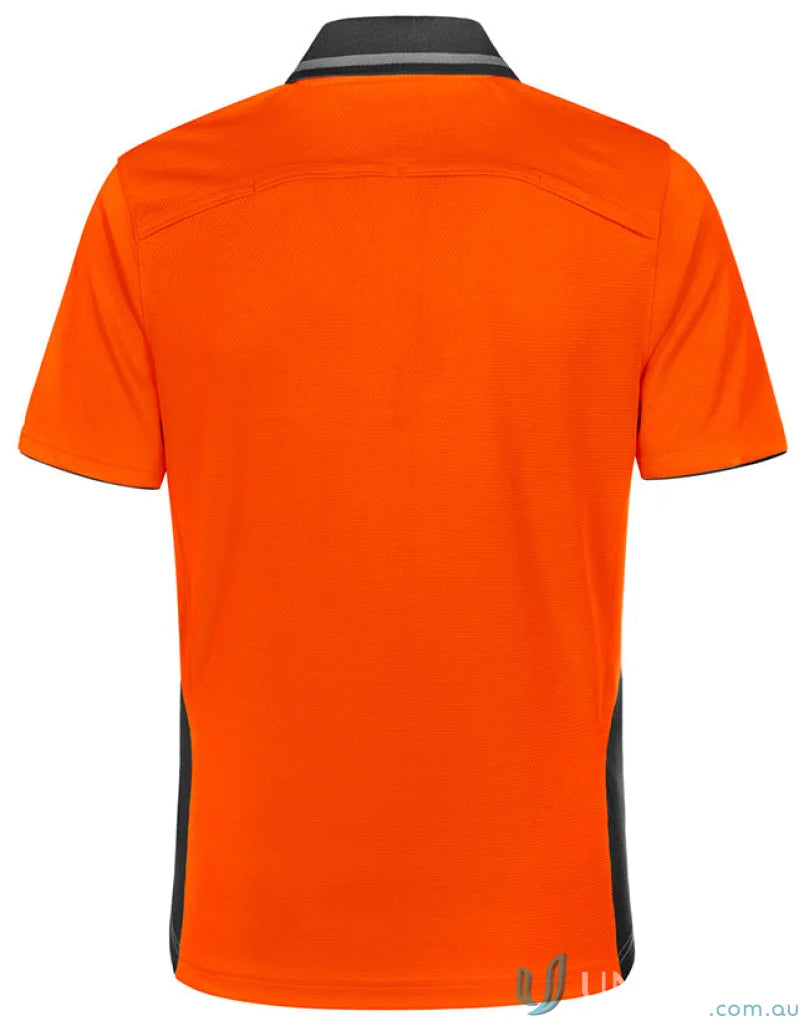 Orange and gray hi-vis bamboo charcoal vented polo shirt for stylish safety