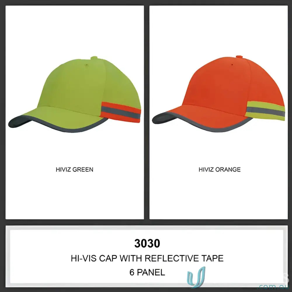 HiVis Cap with Reflective Tape in green and orange, perfect for workwear and uniforms