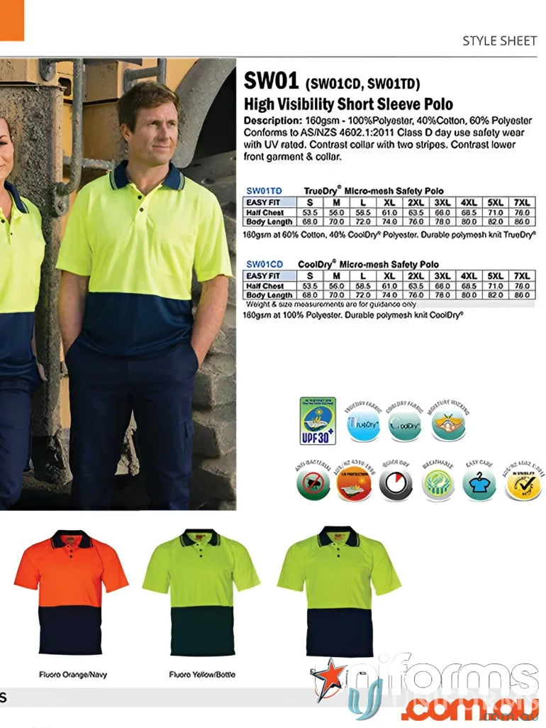 High visibility short sleeve polo shirt from HiVis CoolDry Polo for enhanced safety