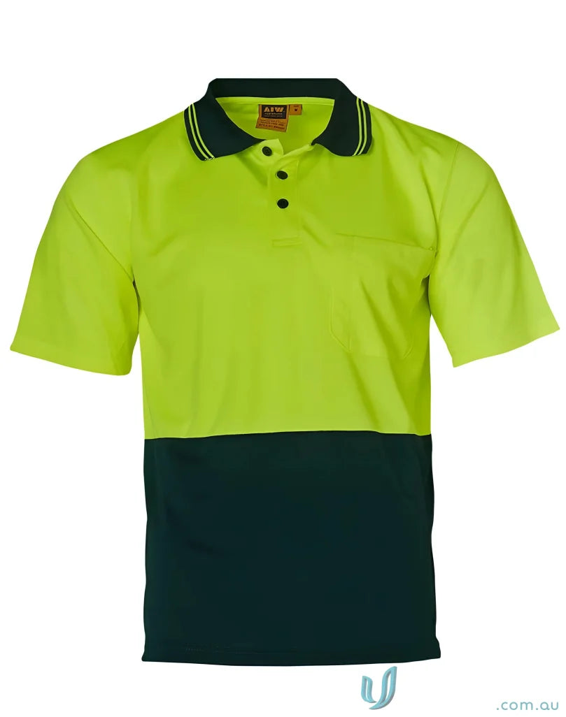 Two-tone short-sleeved HiVis CoolDry Polo shirt for enhanced safety and winning spirit HIVIS