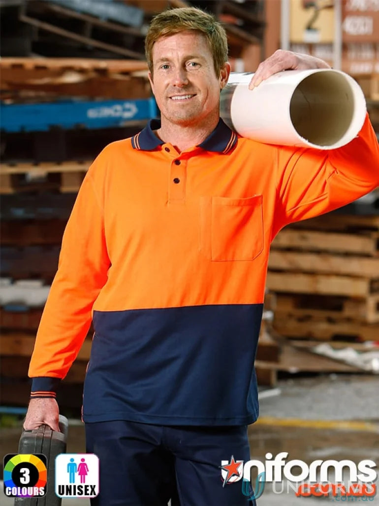 Two-tone long-sleeved work shirt from HiVis CoolDry Safety Sw05TD High Visibility Polo