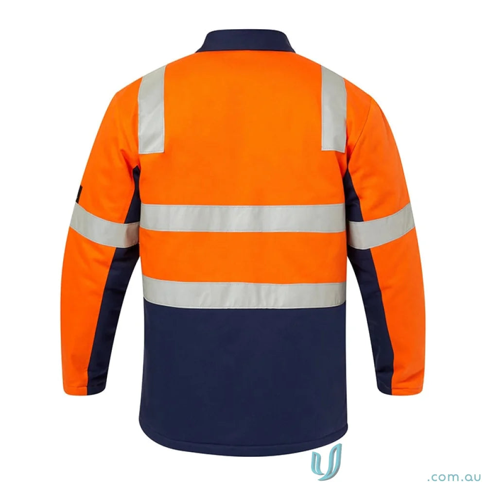 Orange and navy blue cotton reflective jacket perfect for day and night safety