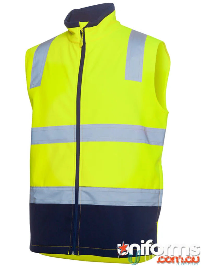 HiVis D+N Water Resist Softshell Vest with polyester mechanical stretch and reflective stripes