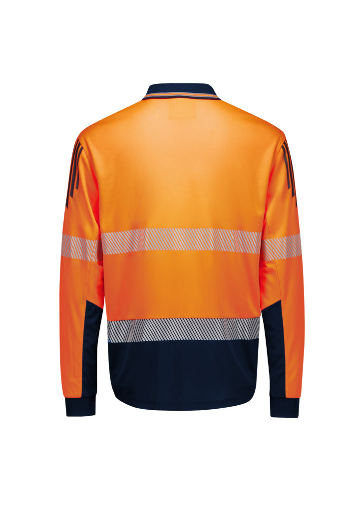 Mens Hi Vis Flux Segmented Tape LS Polo with reflective tape