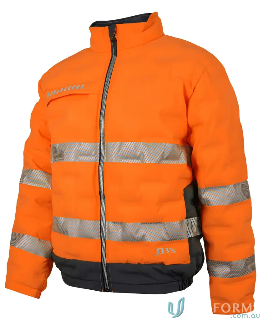 Orange HiVis Graphene Puffer Jacket for warmth and visibility in cold weather