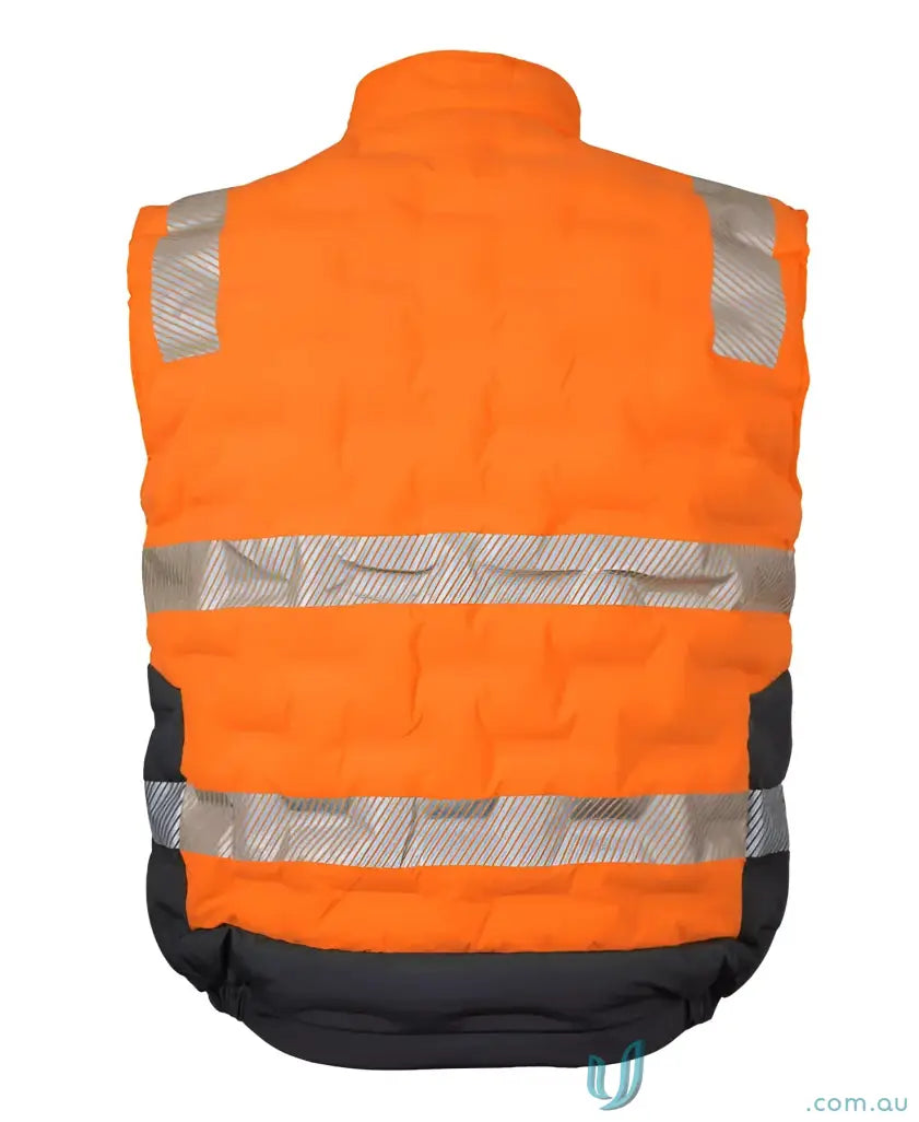 Orange and black safety vest with reflective stripes, HiVis Graphene Puffer Vest