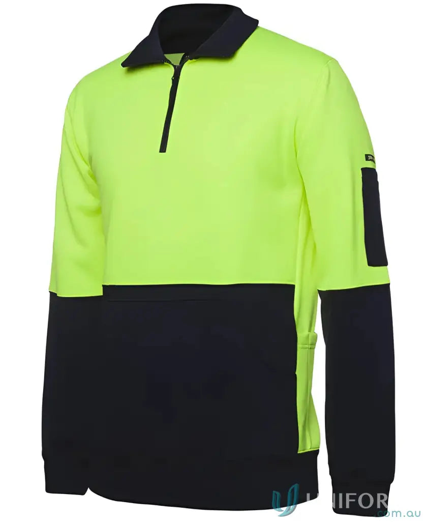 Two-tone hi-vis work shirt from JB’S HI VIS 330G 1/2 Zip Fleece, perfect workwear