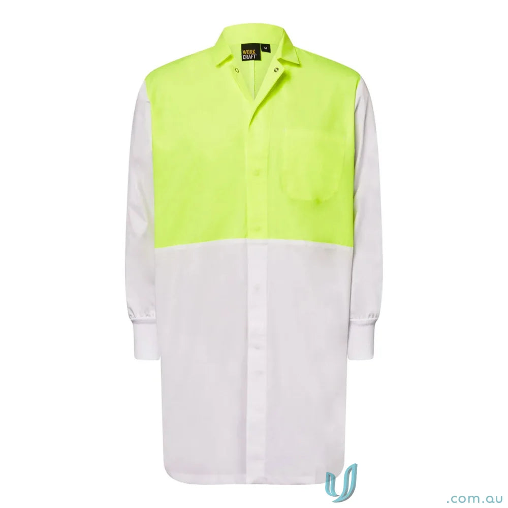 Long-sleeved two-tone work shirt for workcraft HiVis Internal Dustcoat in industrial laundry