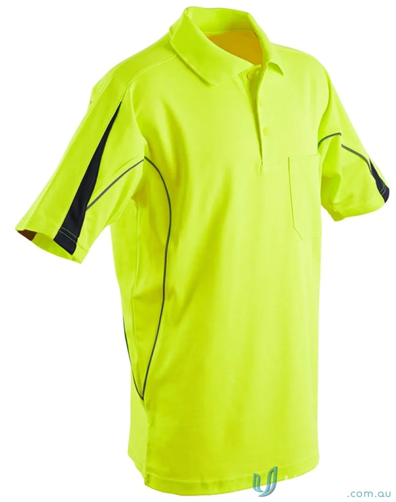 Sw25a Hi-Vis Legend SS Polo with contrast color sleeves in yellow and black