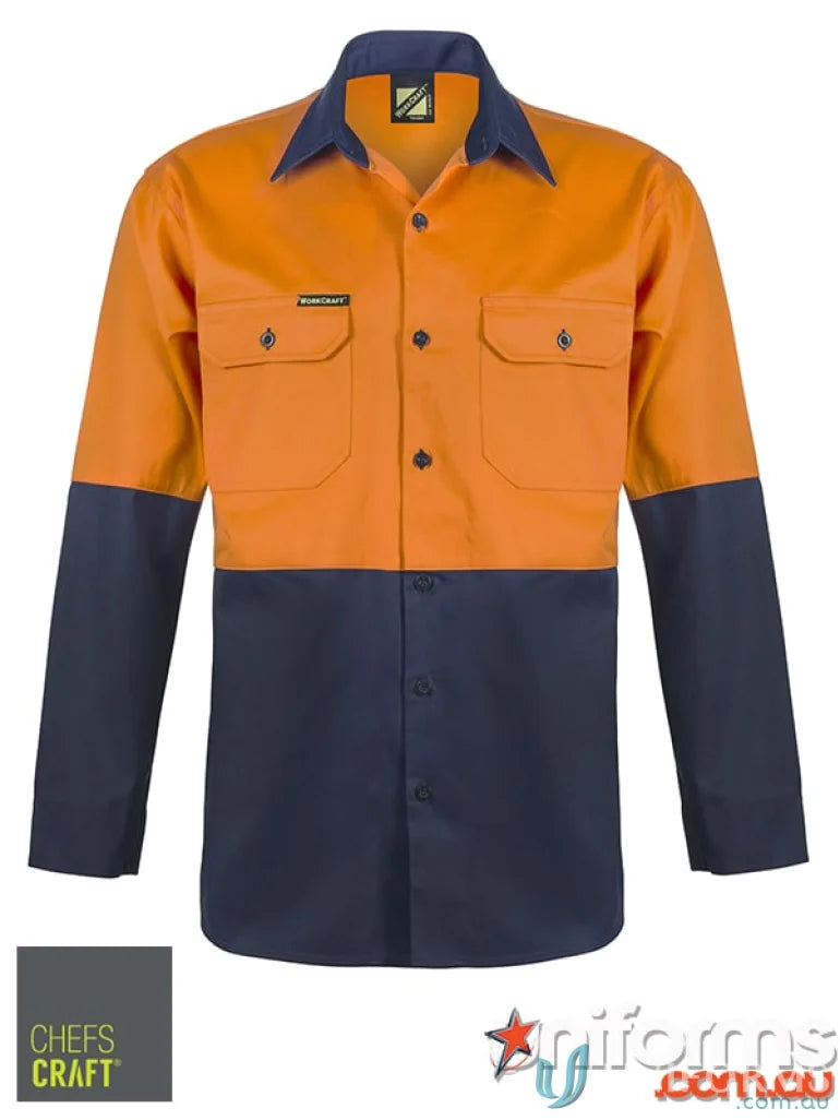Two-tone HiVis LS Shirt made from durable cotton drill for tough workdays