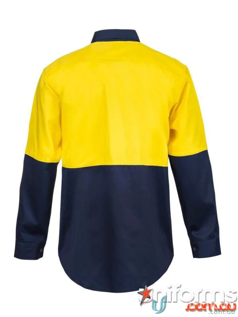 Two-tone work shirt from HiVis LS Shirt With Press Studs, perfect for work uniforms