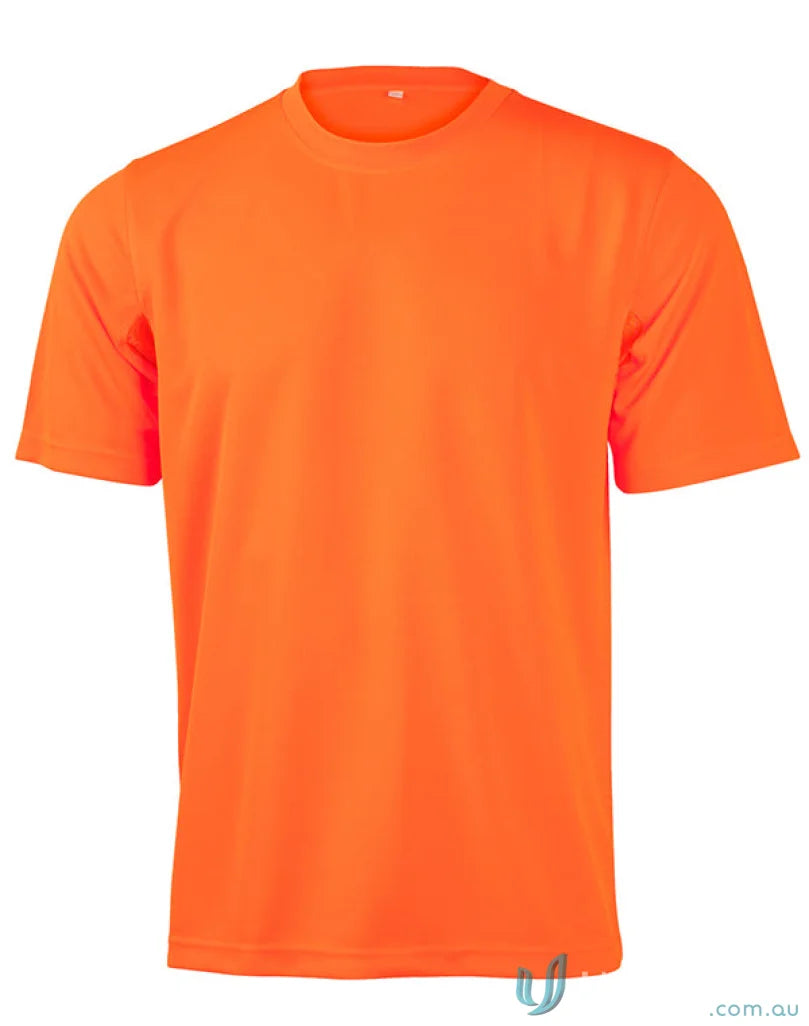 Orange hi-vis mini waffle tee, SW39 hi-vis safety shirt for all-day visibility