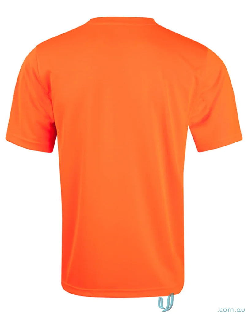 Orange hi-vis mini waffle tee for safety, SW39 hi-vis unisex waffle safety tee