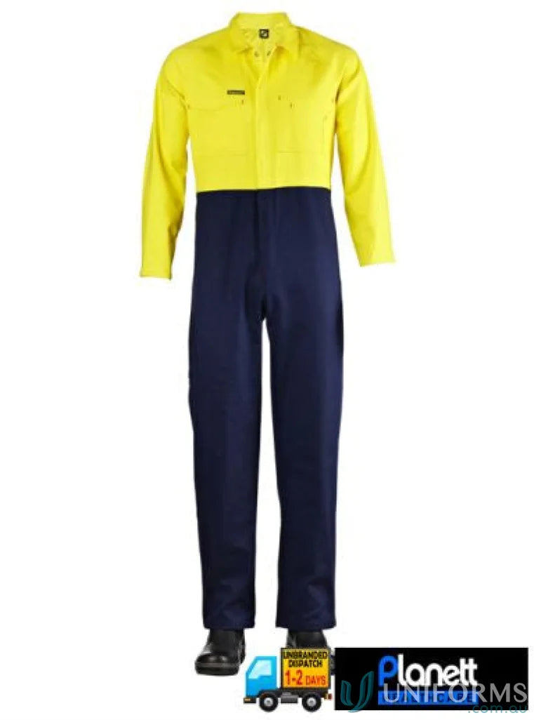 Two-tone HiVis PolyCotton Coveralls with handy pocket, great for workwear and uniforms