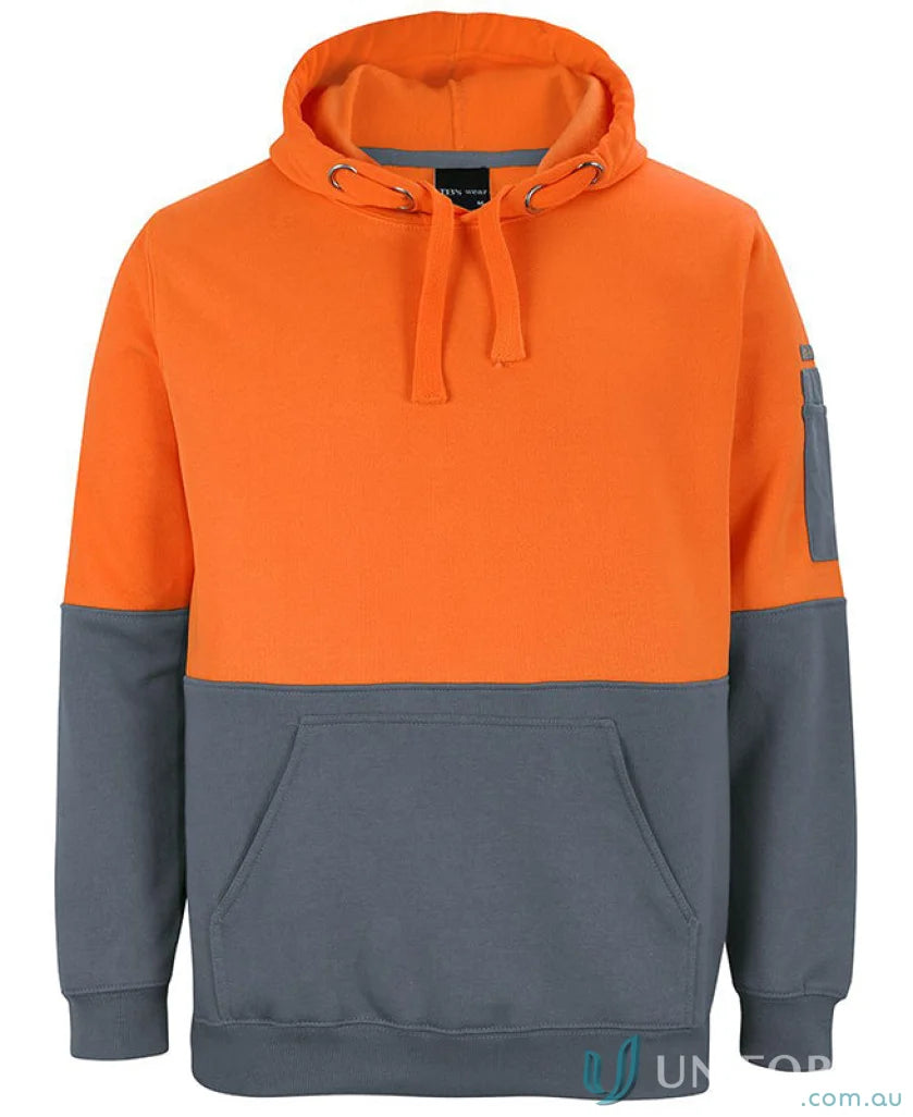 HiVis Pull Over Hoodie in orange and gray, perfect for 2xs to 7xl uniforms