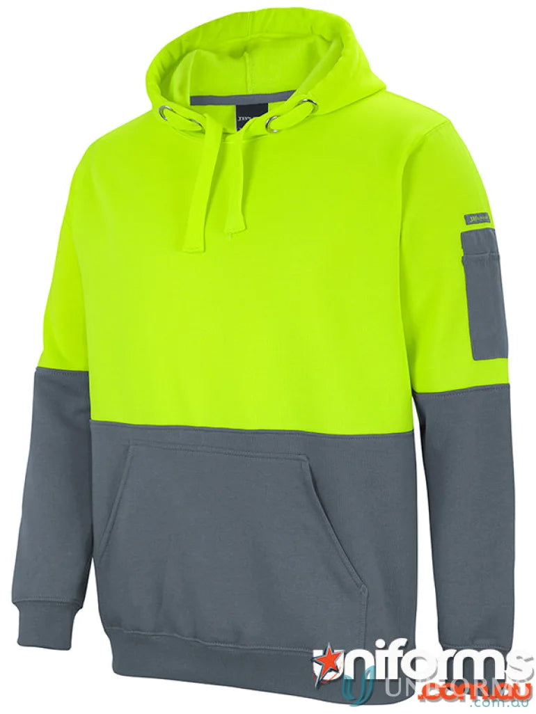 HiVis Pull Over Hoodie in neon yellow and grey, perfect for 2xs to 7xl uniforms