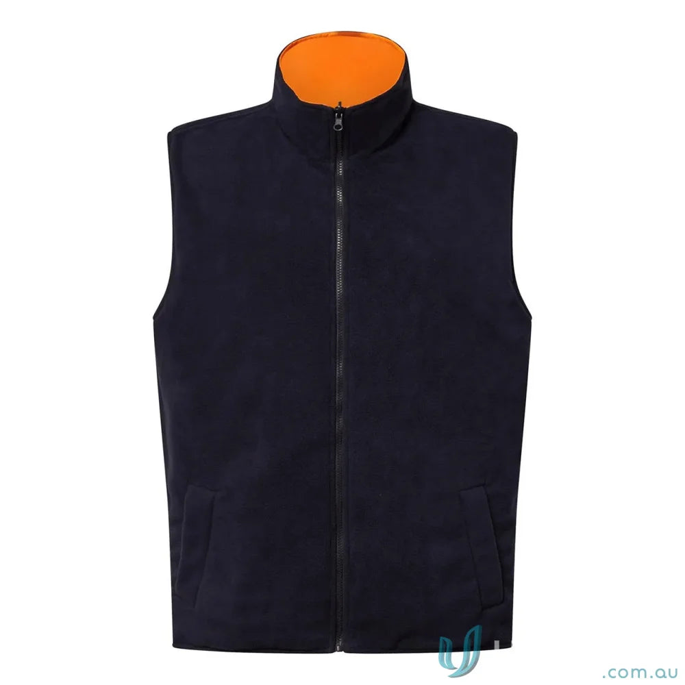 Navy blue hivis reversible vest with reflective tape from Workcraft Hivis collection