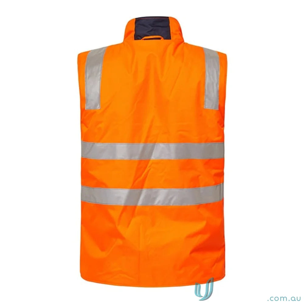 Orange hivis reversible vest with reflective tape from WorkCraft Hivis for safety