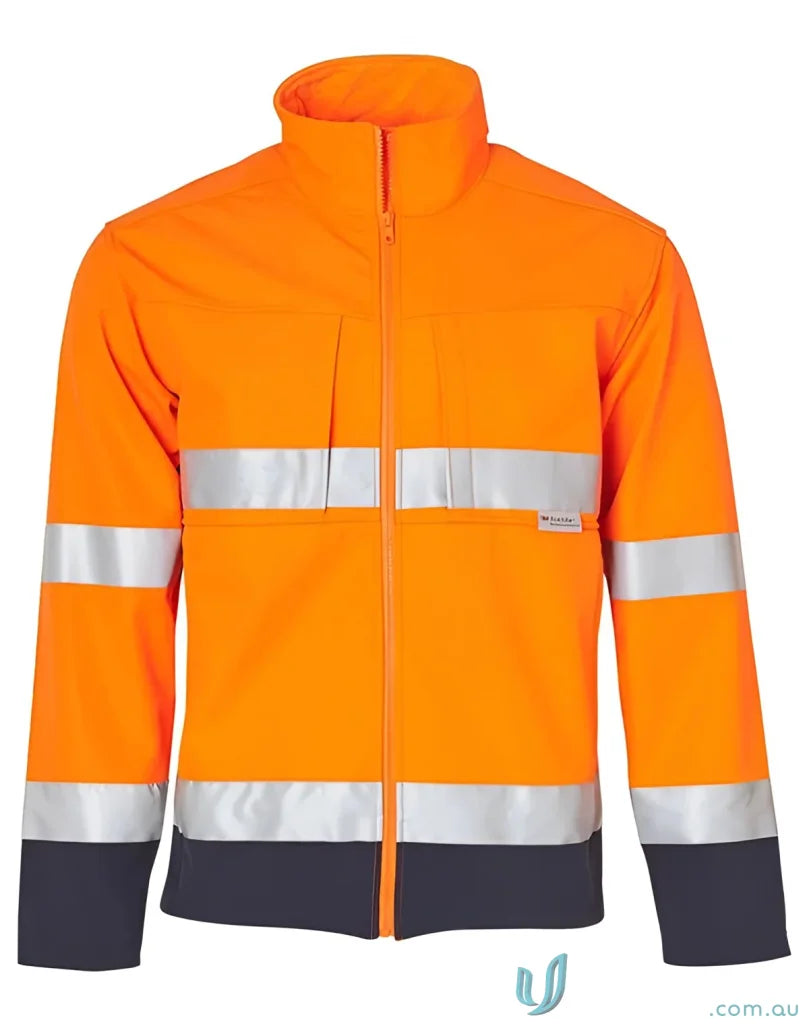 Orange and navy HiVis Softshell Jacket with 3M Tape, perfect for winning spirit and Spirit SW29 Hi-Vis