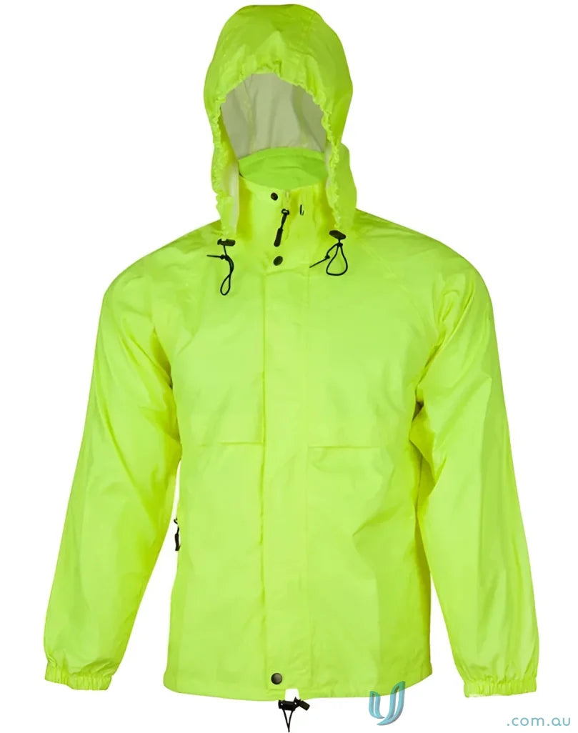 Bright yellow HiVis Spray Jacket with hood for staying dry, part of Spirit SW27 range