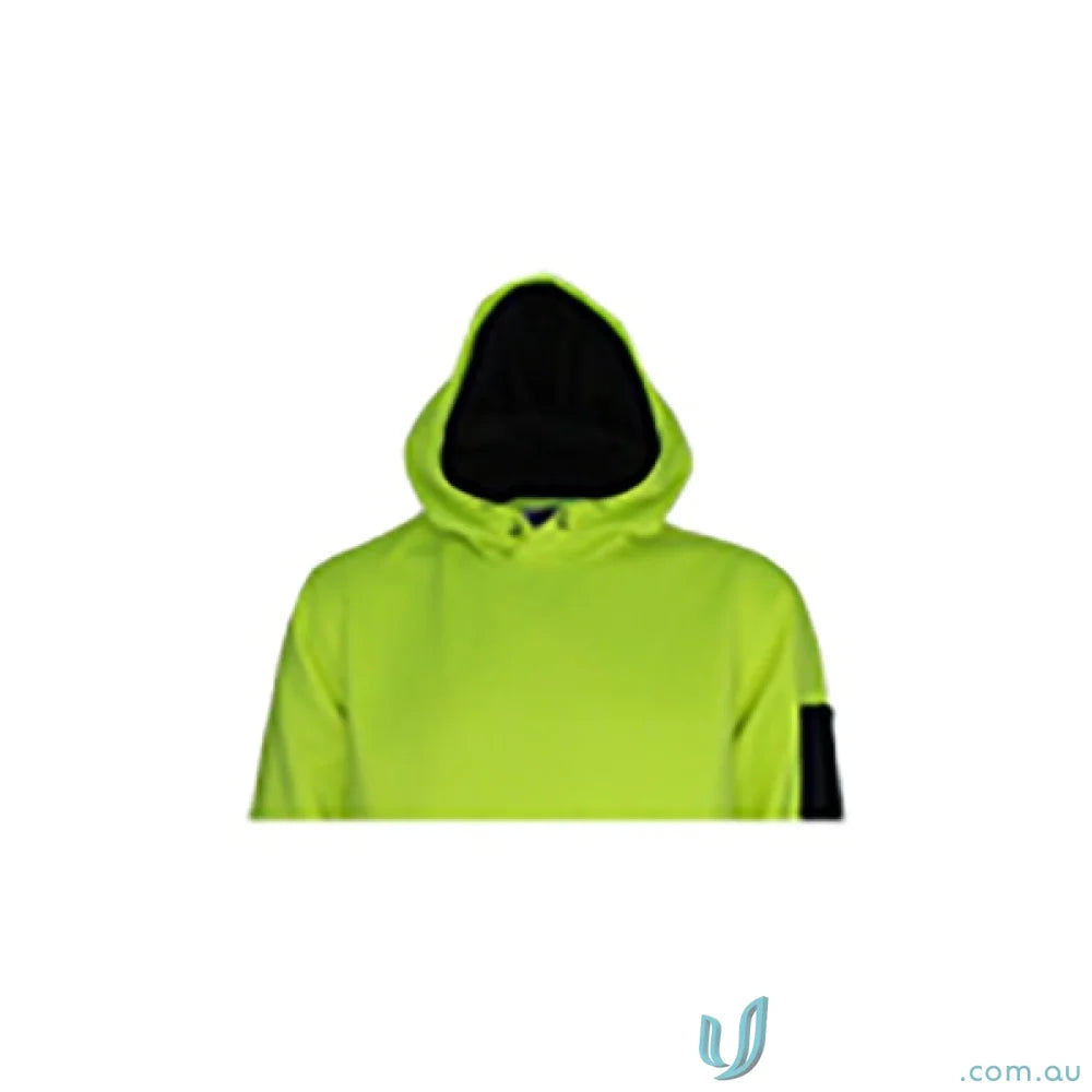Neon green HiVis Super Fleecy Hoodie with black hood lining for cozy style