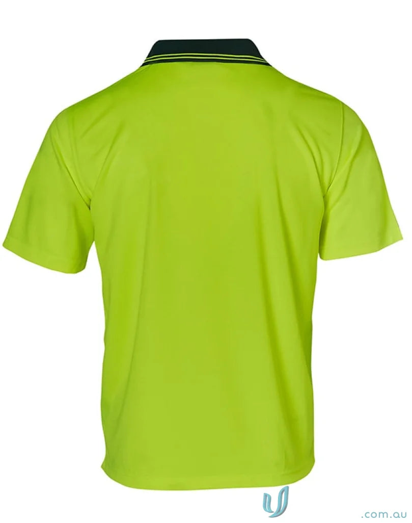 Lime green HiVis TrueDry Polo shirt showing winning spirit HiVis for champions