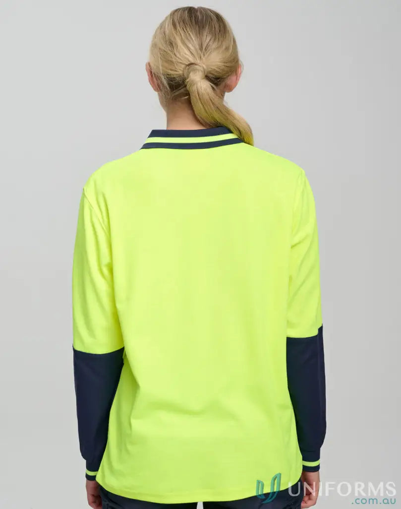 High-visibility HiVis TrueDry Safety LS Polo shirt meets Class D standards for safety