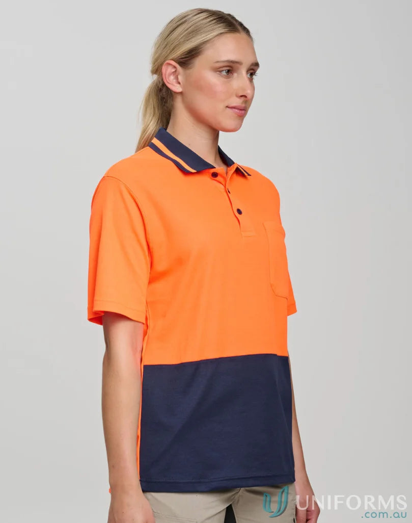 Two-tone HiVis TrueDry Safety Polo shirt showing spirit hivis truedry sw12 work wear