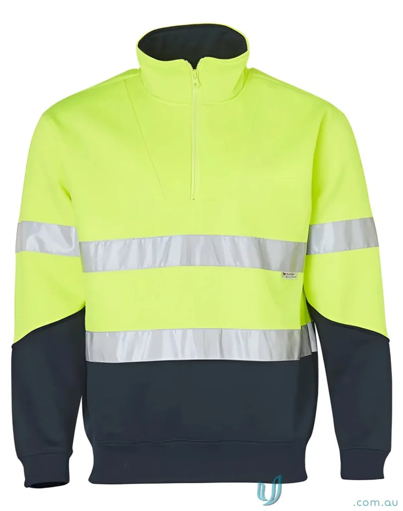 High-vis yellow and gray hiviz fleecy sweat jumper with reflective stripes in Winning Spirit SW14
