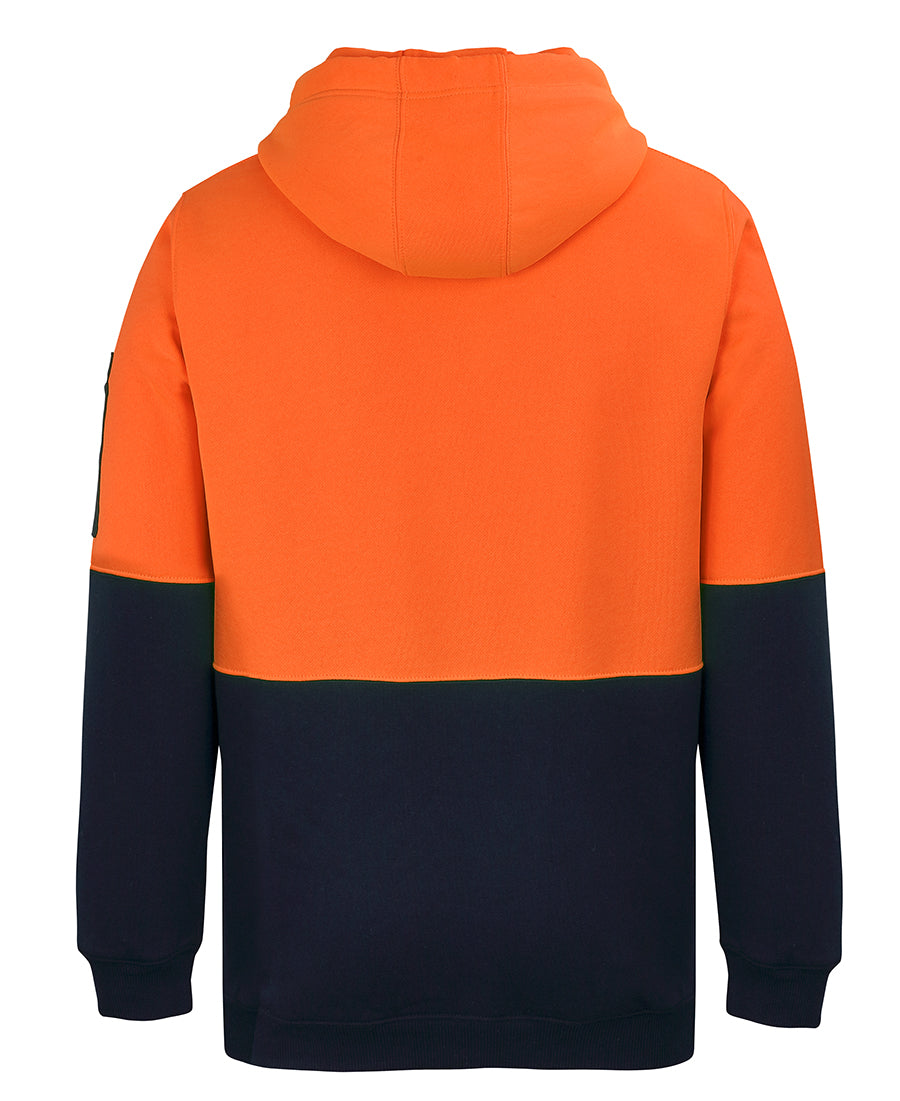 HiViz Half Zip Fleece Hoodie - Fluoro Orange/Navy - WORKWEAR