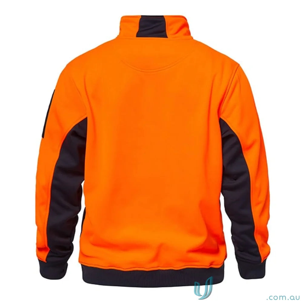 Orange and black work jacket with contrast dirt panels from Workcraft Hiviz Half Pullover