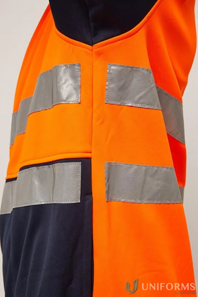 Orange and navy HiViz Half Zip Taped Pullover with sleeve pen pocket and contrasting dirt panels
