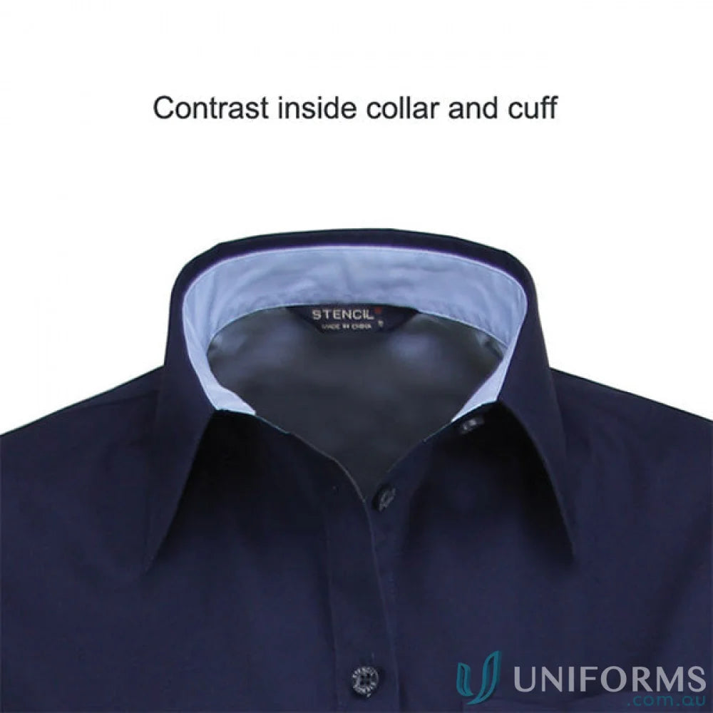 Hospitality Nano Ladies S/S Shirt with dark blue and light blue workwear collar