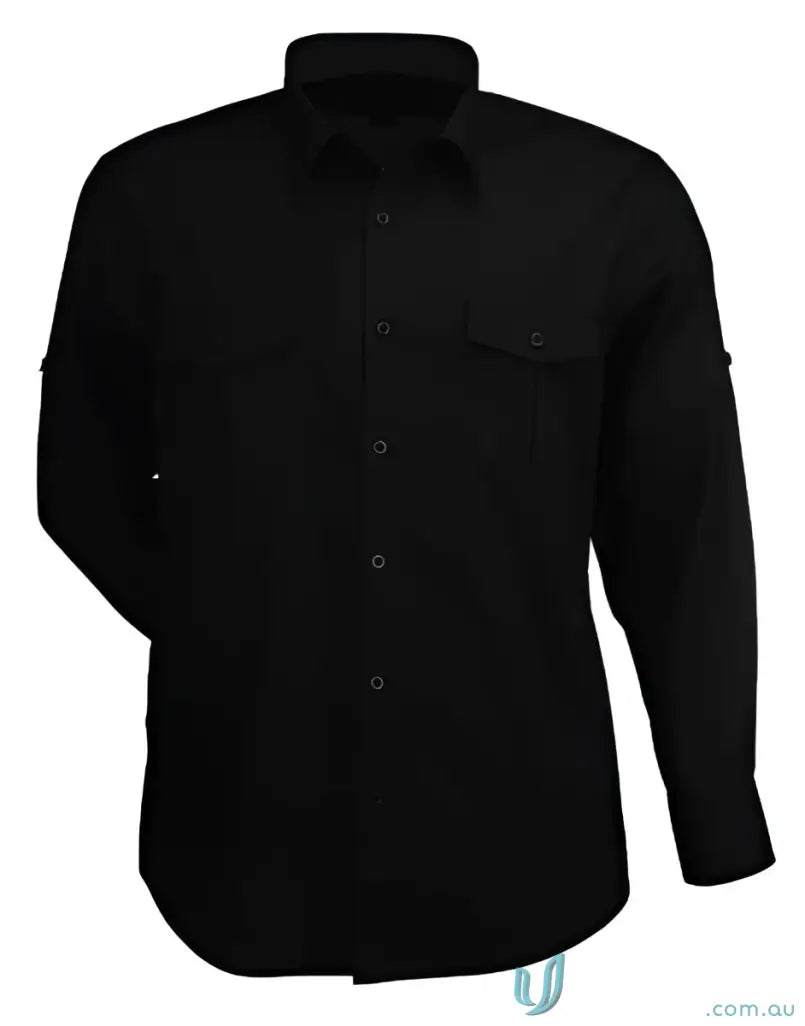 Hospitality Nano 2034L long sleeve shirt with chest flap pockets in black color