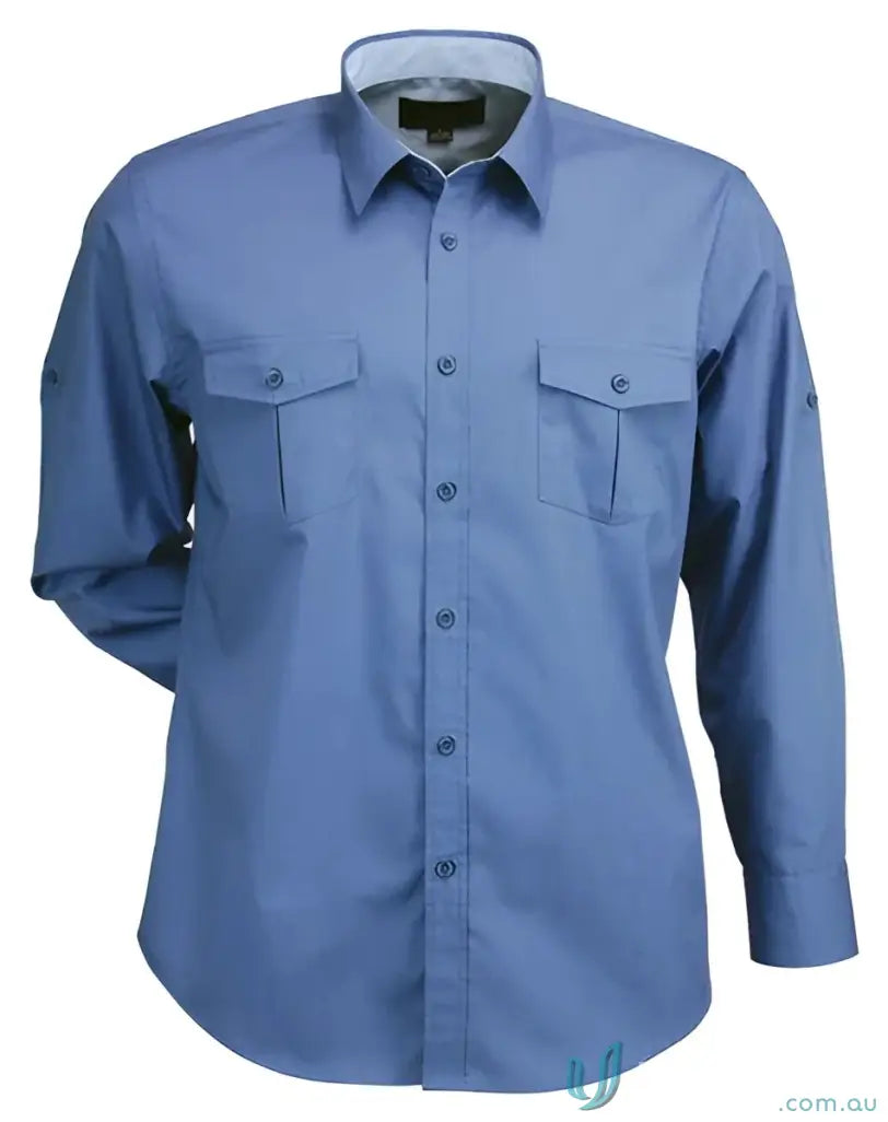 Hospitality Nano 2034L long sleeve shirt with chest flap pockets in light blue